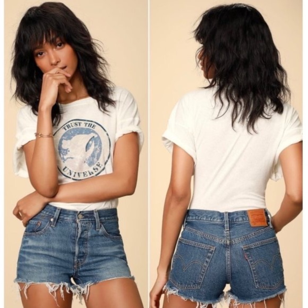 Levis 501 Women's Size 32 Medium Blue Midrise Button Fly Cut Off Shorts NWT